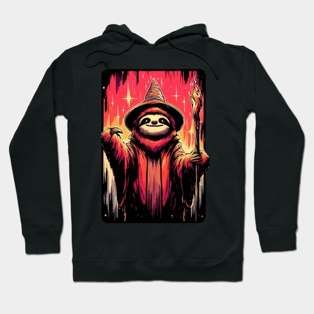 Retro Sloth Wizard Hoodie by TomFrontierArt